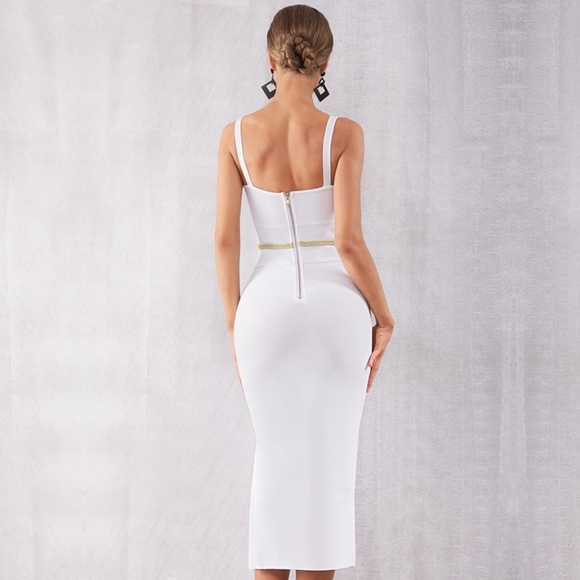 Bandage Embellished Bodycon Midi Dress in BLACK - Picture 9 of 11